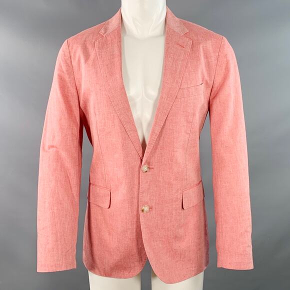 J. CREW Size 40 Ludlow Red Woven Cotton Linen Notch Lapel Jacket - Picture 1 of 8